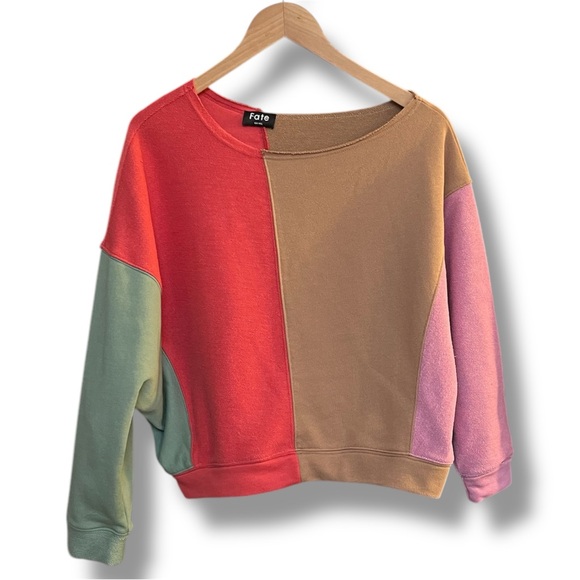 Fate Colorblock Asymmetrical Cropped Top Women's Small - Picture 1 of 4